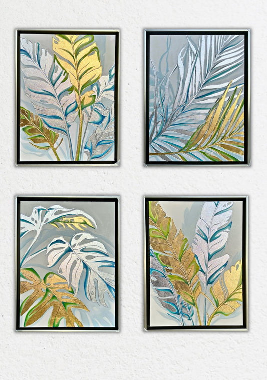 “TROPICAL LEAVES“ 4pc set 18x24 inches each