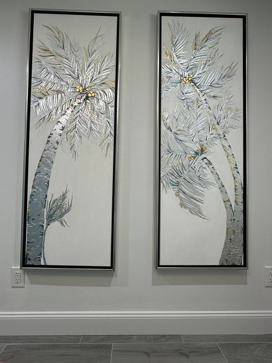 “SUN KISSED PALM TREES“ PAIR 40x60 inches