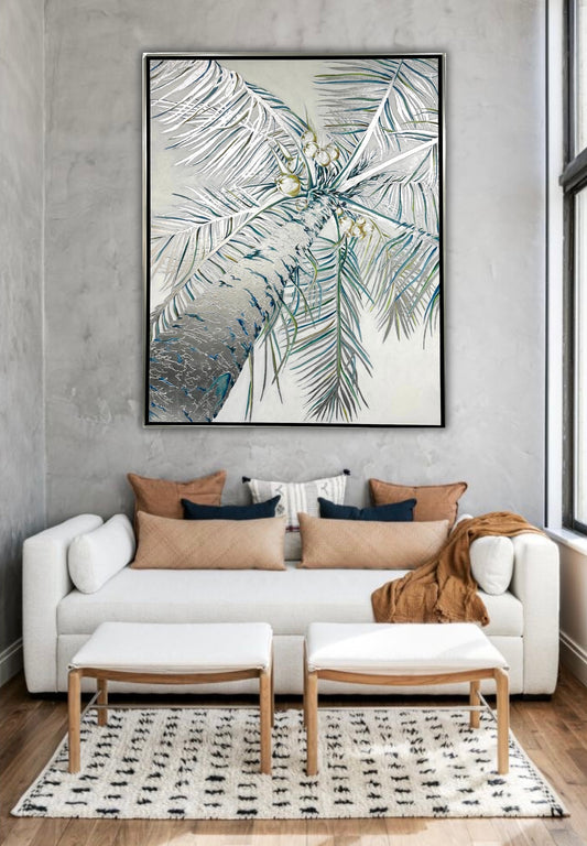 “SILVER PALM TREE “ 60x48 inches