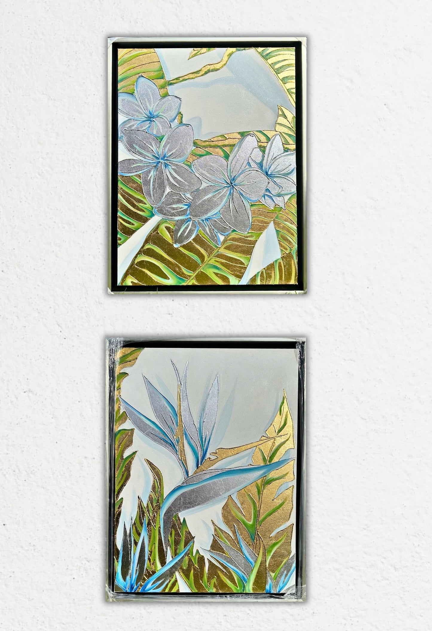 “TROPICAL FLOWERS“ Pair 18x24 inches each