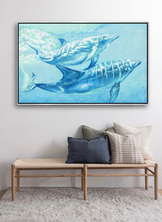 “Blue Dolphins” 30x48 inches