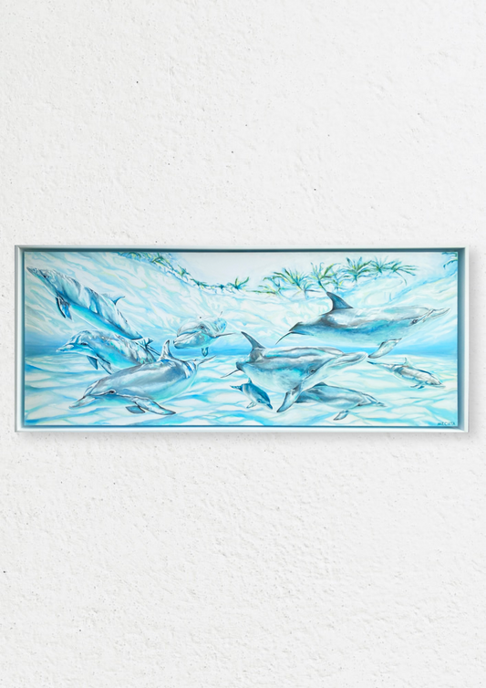 “Sunny Dolphins” 24x60 inches