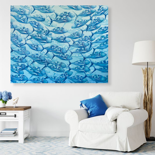 “Blue School of Fish” 48х60 inches