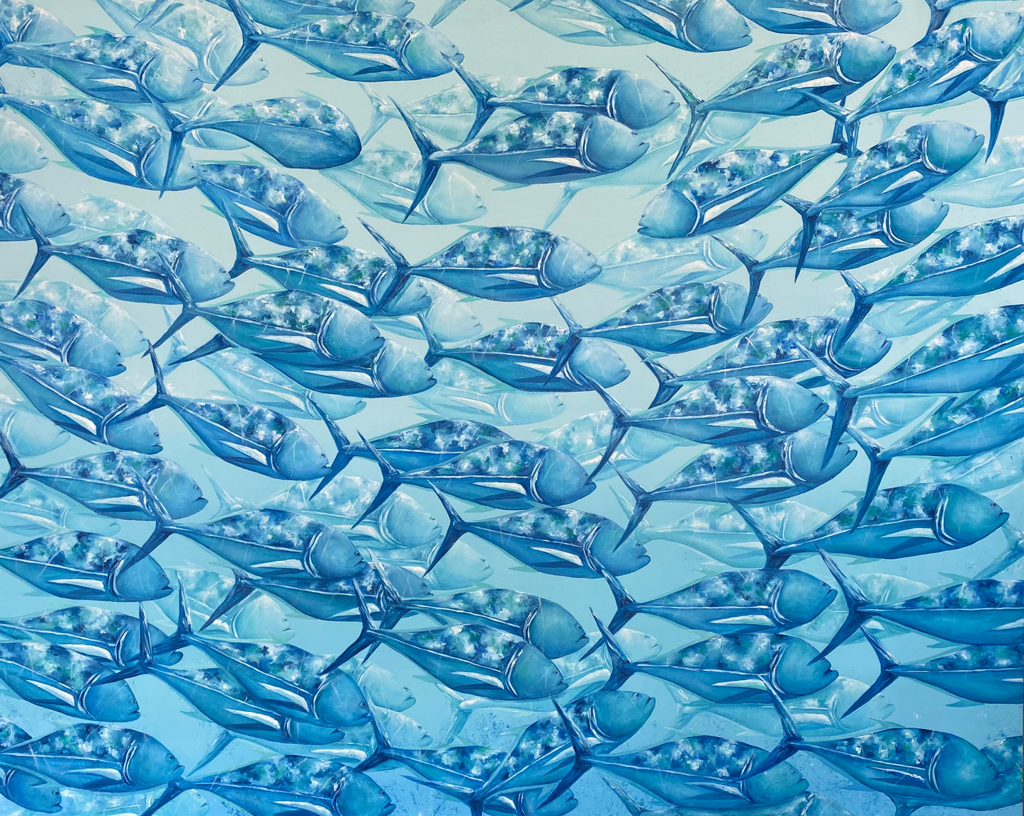 “Blue School of Fish” 48х60 inches