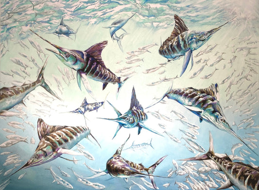 Framed Giclee print Marlin Hunting