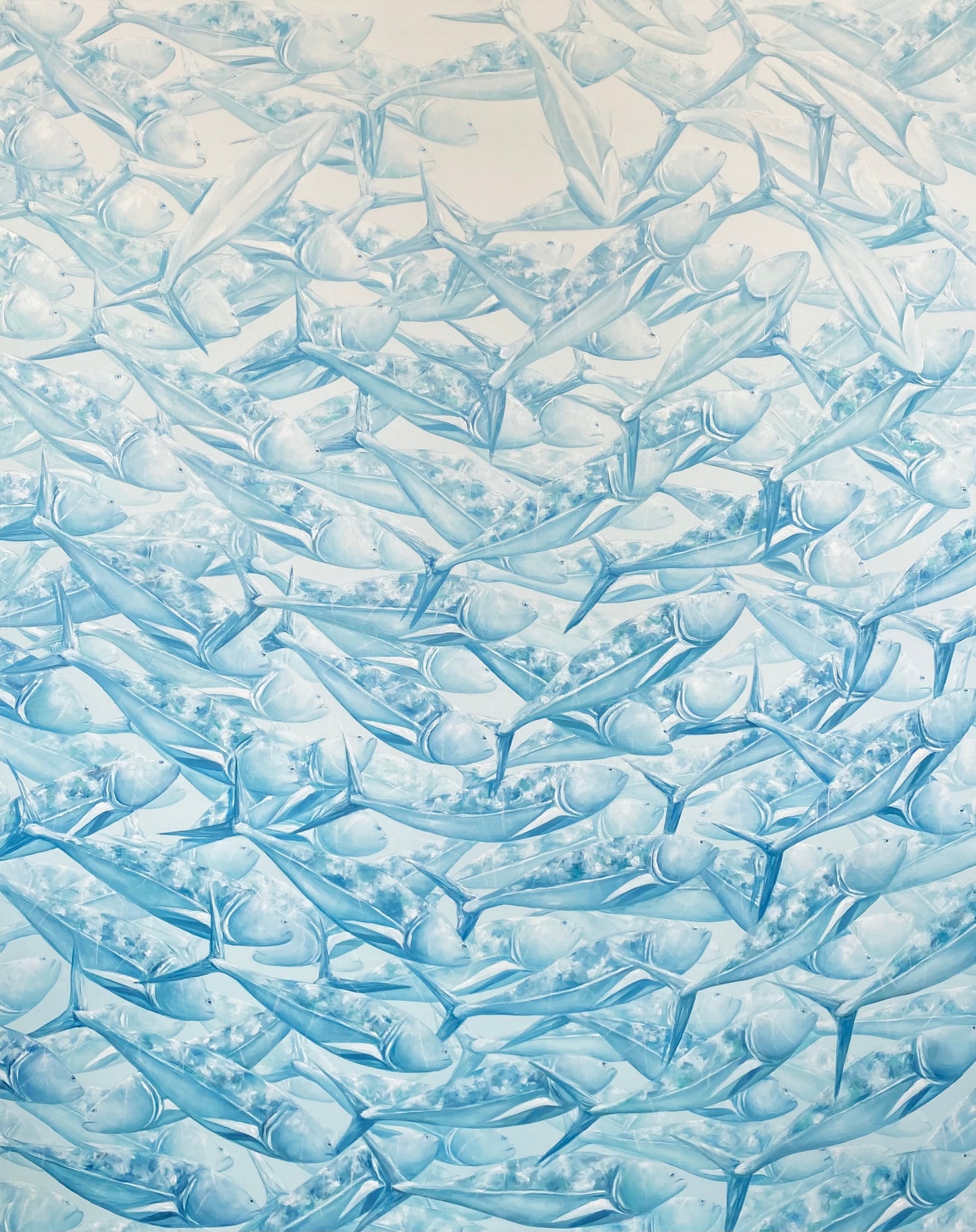 “Light Blue School of Fish” 60х48 inches