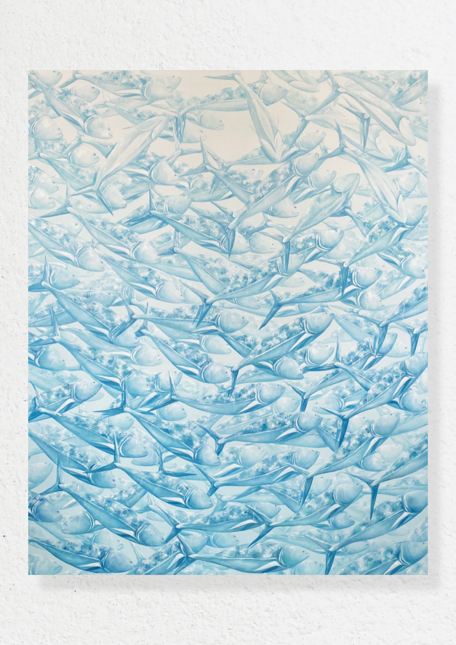 “Light Blue School of Fish” 60х48 inches